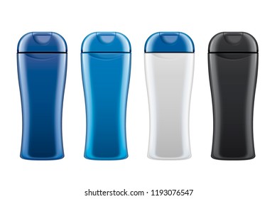 Blank skincare bottles set mockup on white background in 3d illustration