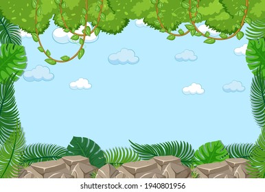 Blank sky background with leaves element  illustration