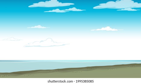 Cielo en blanco en la escena diurna con ilustración del paisaje de inundación en blanco