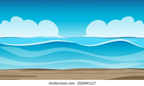 Blank sky at daytime scene with blank flood landscape illustration
