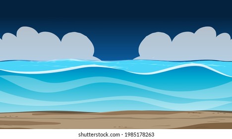 Blank sky at night scene with blank flood landscape illustration