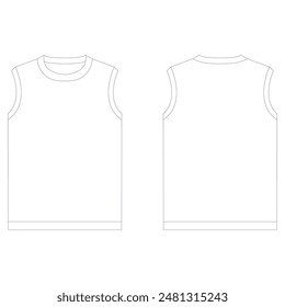 Blank sleeveless shirt for team. Front and back view, vector file.