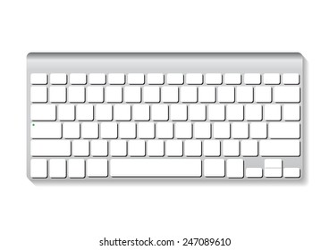 blank slim aluminum computer keyboard isolate on white background vector illustrations