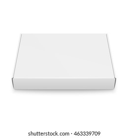 Blank slim cardboard box template lying on white background. Front view. Package collection. Vector Illustration.