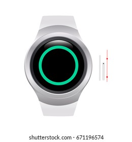 Blank smart watch face with hour, minute and second hands isolated on white background. Just set your own time. Vector illustration