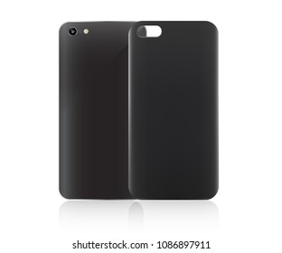 Blank smartphone case. White and black phone case mockup