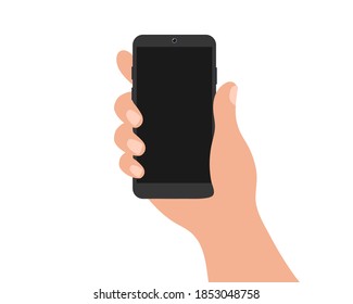 smartphone en blanco en la mano. Antecedentes de la presentación. Pantalla de dispositivo móvil.