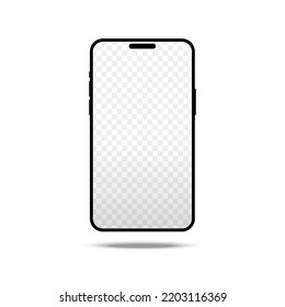 Blank smartphone mockup with empty touch screen isolated on white background. Cell phone template. Vector realistic illustration. Design for banner, web, social media