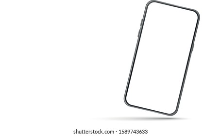 Blank Smartphone Mockup with shadow isolated on white background. Phone template for inserting any UI interface test or business presentation.