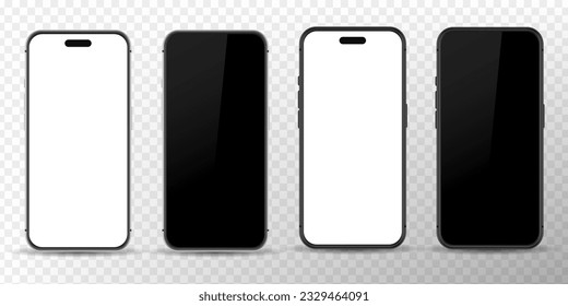 Blank smartphone screen, phone mockup on white background. Template for infographic or presentation design interface. Vector illustration.