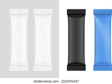 Blank snack bar mockup set. Vector illustration isolated on white background. It can be used in the adv, promo, package, etc. EPS10.	