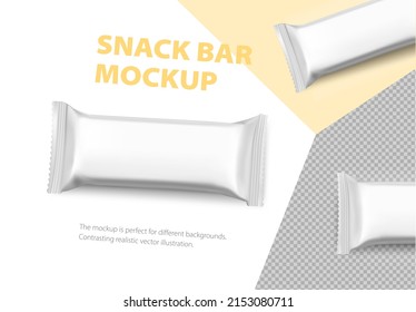 Blank Snack Bar Mockup. Vector Illustration Isolated On White Background. Ready To Place Your Design. Perfect For Different Backgrounds. EPS10.