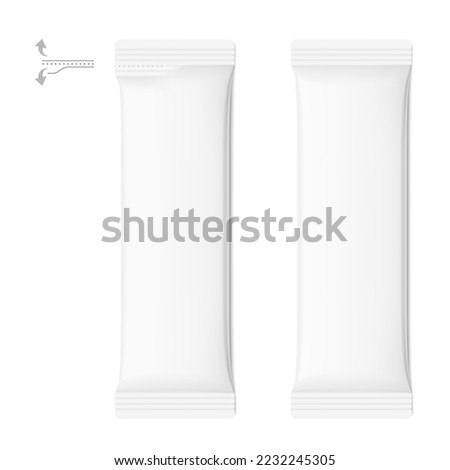 Blank snack bar mockups. Front view. Vector illustration isolated on white background. Can be use for food, medicine, cosmetic and etc. EPS10.