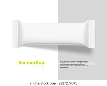 Blank snack bar packaging mockup. Vector illustration isolated on white background. Perfect to highlight your product.  EPS10.