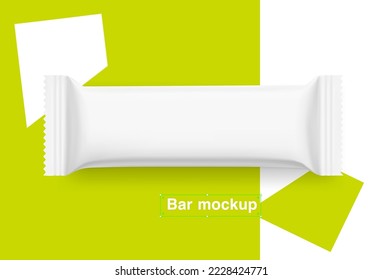 Leere Snack-Bar Verpackung Modell. Vektorgrafik auf buntem Hintergrund. Perfekt, um Ihr Produkt hervorzuheben. EPS10.	