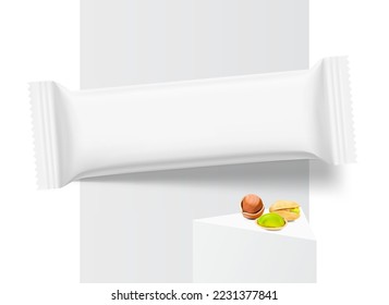 Blank snack bar packaging mockup. Vector illustration isolated on white background. Perfect to highlight your product. EPS10.	