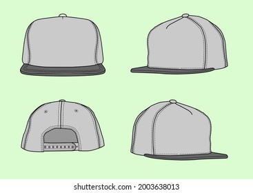 blank snapback vector iluustration with every side view front back and from two side right and left