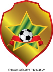 Blank Soccer emblem template with star and ribbon