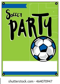A blank soccer party theme invitation template. Vector EPS illustration is layered.