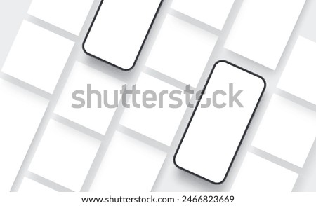 Blank Social Media Posts Mockup. Smartphones With Blank Screens. Vector Illustration
