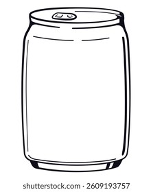 Blank soda can. Vector outline design. 