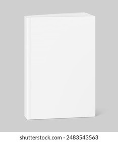 Blank softcover book mockups. Vector illustration isolated on grey background. It can be used for promo, catalogs, brochures, magazines, etc. Ready for your design. EPS10.