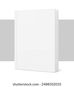 Blank softcover book mockups. Vector illustration isolated on white and grey background. It can be used for promo, catalogs, brochures, magazines, etc. Ready for your design. EPS10.