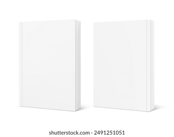 Blank softcover book mockups. Vector illustration isolated on white background. It can be used for promo, catalogs, brochures, magazines, etc. Ready for your design. EPS10.