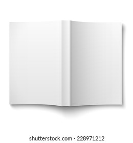 Blank softcover book template spread out on white background Vector illustration.