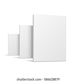 Blank Software Cardboard Or Plastic Package Boxes Group For Your Products.  Mock Up, Template. Illustration Isolated On White Background. Advertising. Vector EPS10