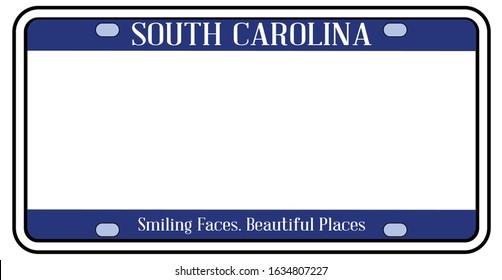 Blank South Carolina state license plate in the colors of the state flag over a white background