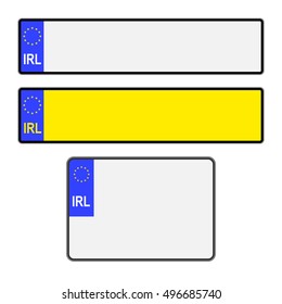 Blank Southern Ireland vehicle licence number plates in different styles vector
