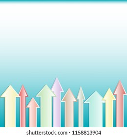 Blank space blue and white background with many arrows in the bottom. Vector design. For stationary design, presentation, report, template. 