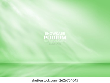 Blank space for product presentation. Empty room with rays of light and shadows. Minimalist platform concept. Vector illustration.