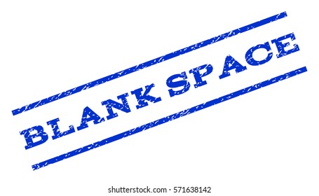 Blank Space watermark stamp. Text tag between parallel lines with grunge design style. Rotated rubber seal stamp with scratched texture. Vector blue ink imprint on a white background.