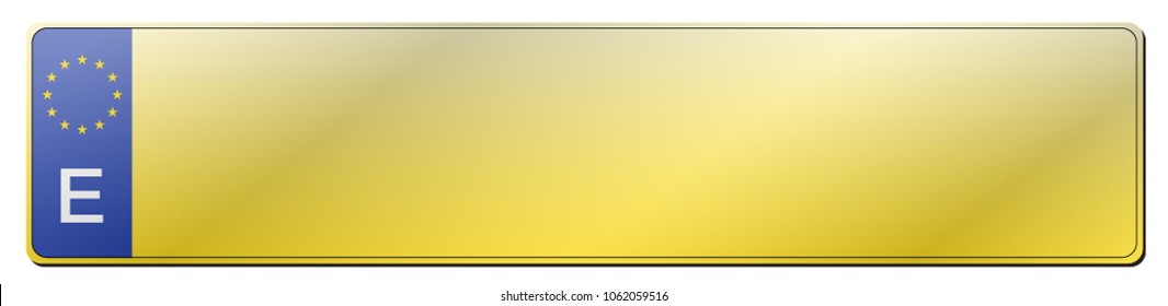 A blank Spain EU standard rear license plate isolated on a white background