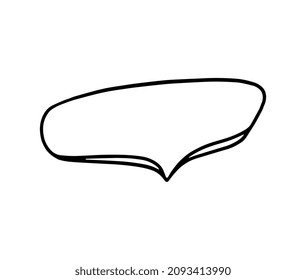 Blank speech balloon in sketch vector illustration isolated on white. Dialog frame without text for comic talks, box for comments or chat, message. Pointer for mark on map or gps navigator.