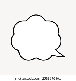 Blank speech bubble with a cloud-like shape. Speech bubble ready for text. Ideal for comics, illustrations, and creative designs. Speech bubble outline. Communication vector element.
