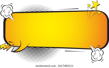 Blank speech bubble for comic book. Yellow comic bubble. Speech balloon or chat bubble isolated background