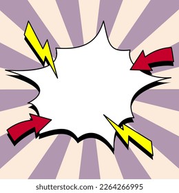 Blank Speech Bubble With Copy Space Over Color Background Design. Empty Template In Explosion Framework Representing Advertisement And Promoting Business.