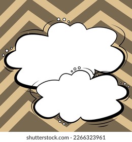 Blank Speech Bubble With Copy Space Over Color Background Design. Empty Template In Explosion Framework Representing Advertisement And Promoting Business.