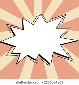 Blank Speech Bubble With Copy Space Over Color Background Design. Empty Template In Explosion Framework Representing Advertisement And Promoting Business.