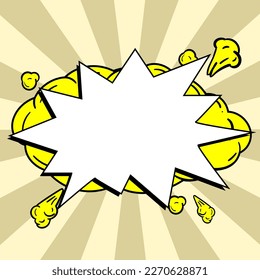 Blank Speech Bubble With Copy Space Over Color Background Design. Empty Template In Explosion Framework Representing Advertisement And Promoting Business.