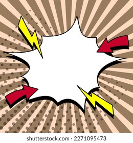 Blank Speech Bubble With Copy Space Over Color Background Design. Empty Template In Explosion Framework Representing Advertisement And Promoting Business.