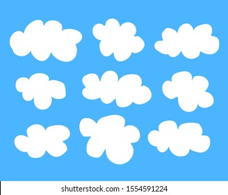 Blank of speech bubble design on bloue background.Cloud.Hand drawn vector.