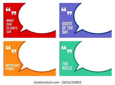 Blank speech bubble frame with copy space for text, quotes, and announcement. Speech bubble templaye set vector.