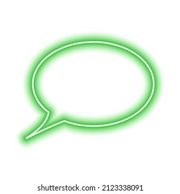 Blase der Sprache, isoliert auf weiß. Neongrüne Kontur. Vektorgrafik