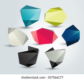 Blank speech bubble label set. Polygonal design. Vector.