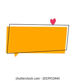 blank speech bubble with love hearth illustration on white background