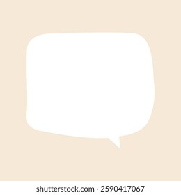 Blank speech bubble on a beige background. Simple, minimalist design. Perfect for text, quotes, or messages. Speech bubble for creative projects. Communication vector element.